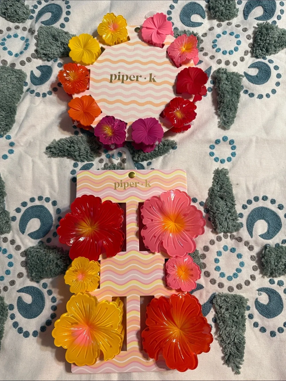 piper.k Bright Tropical Flower Hair Clips Set